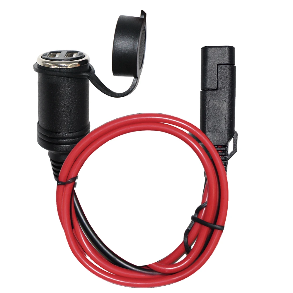12V-14V Автомобильный штекер converrter женский сигарный кабель с двумя USB портами адаптер 2 pin SAE к usb зарядное устройство Ciagar