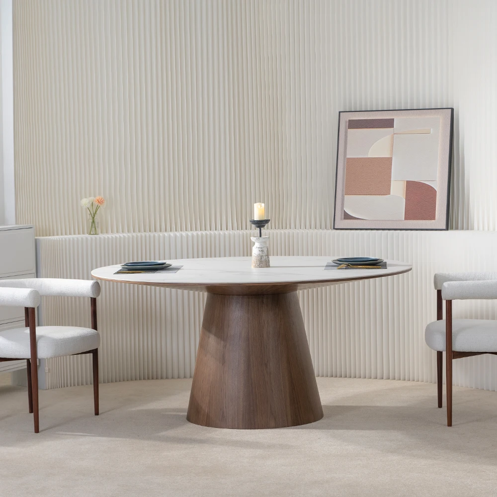 Simple round ceramic dining table