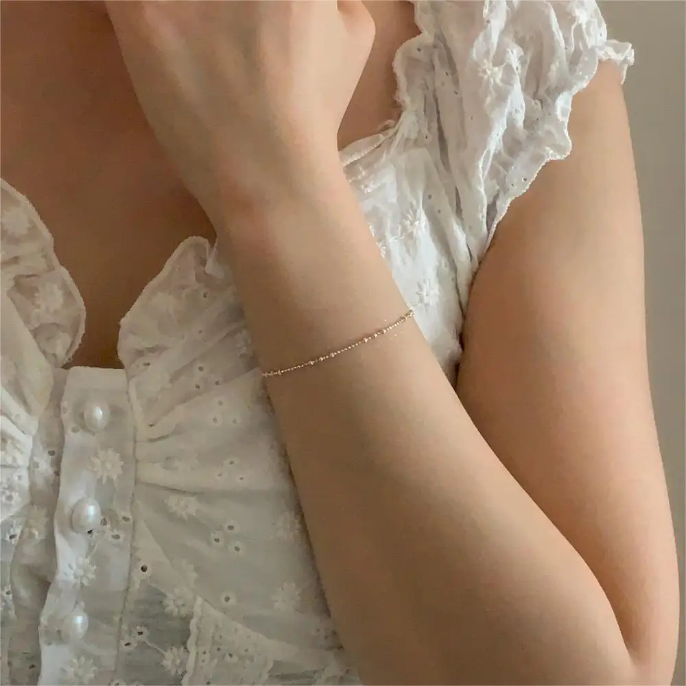 Fine jewelry Модный женский браслет 925 стерлингового серебра шарик на цепочке для девочек