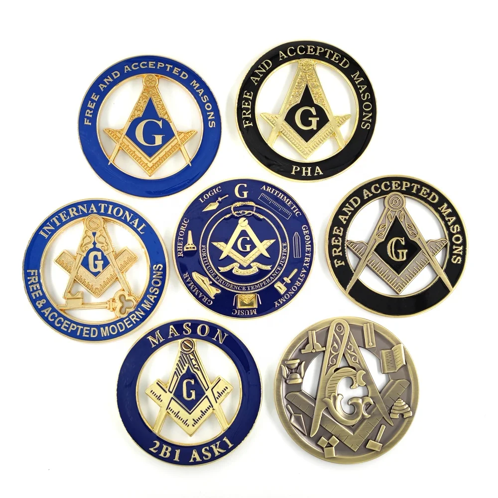 Masonic вызов монета символический античный квадрат и компас братство рабочие инструменты Автомобильная эмблема