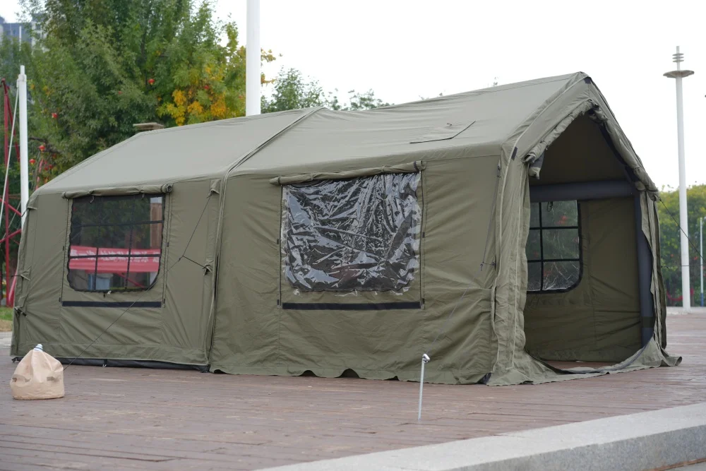 15㎡ Inflatable Tent Waterproof with Oxford Canvas Cotton Fabric Portable Feature for Outdoor Camping