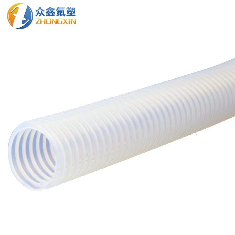 China ptfe corrugated tube od 14 mm id 12mm surface convoluted white ptfe tube