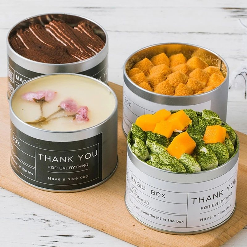 Empty Customized luxury food grade big cookie baking metal tin container cake tin can christmas round cake tin boxes
