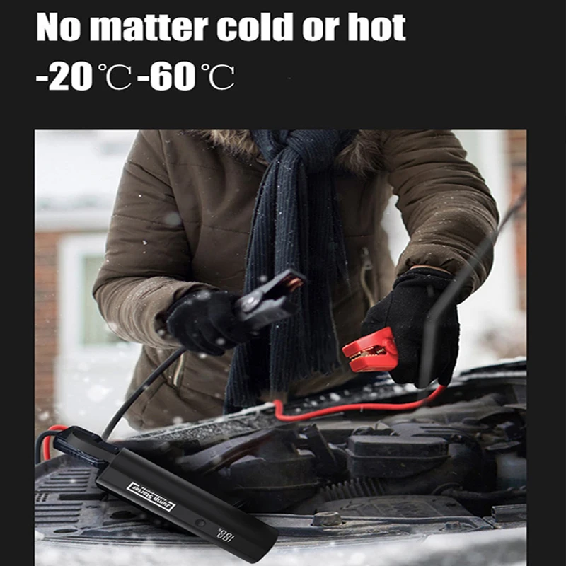 Portable 10000mAh Power Bank Car Emergency Jump Starter with LED Light Use Truck Motorcycle Passenger Car USB-C Charging Output