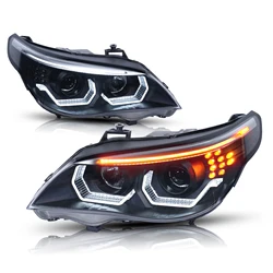 Archaic Led headlights For BMW E60 2003-2010 with DRL Dynamic Turn Signal Lamp Low Beam High Beam Angel Eye Projector Lens