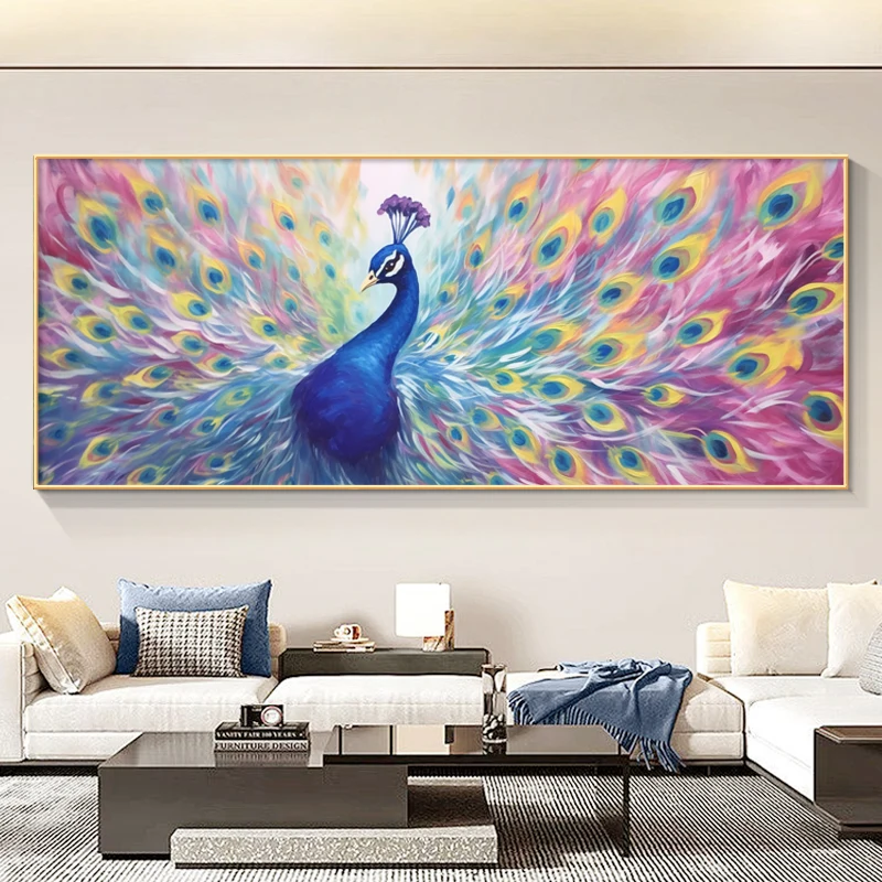 Peacock Living Room Decorative Painting Oil Painting Premium Texture Wealthy Sofa Background Hanging Painting