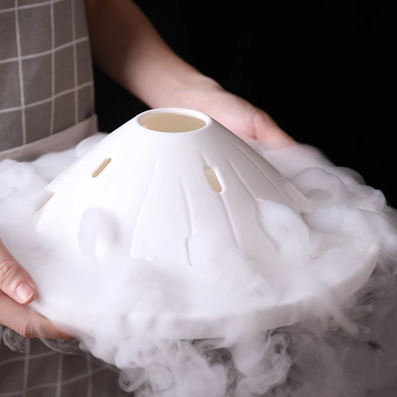 
Multiple size custom white round dry ice plate design restaurant hotel sushi sashimi melamine tray 