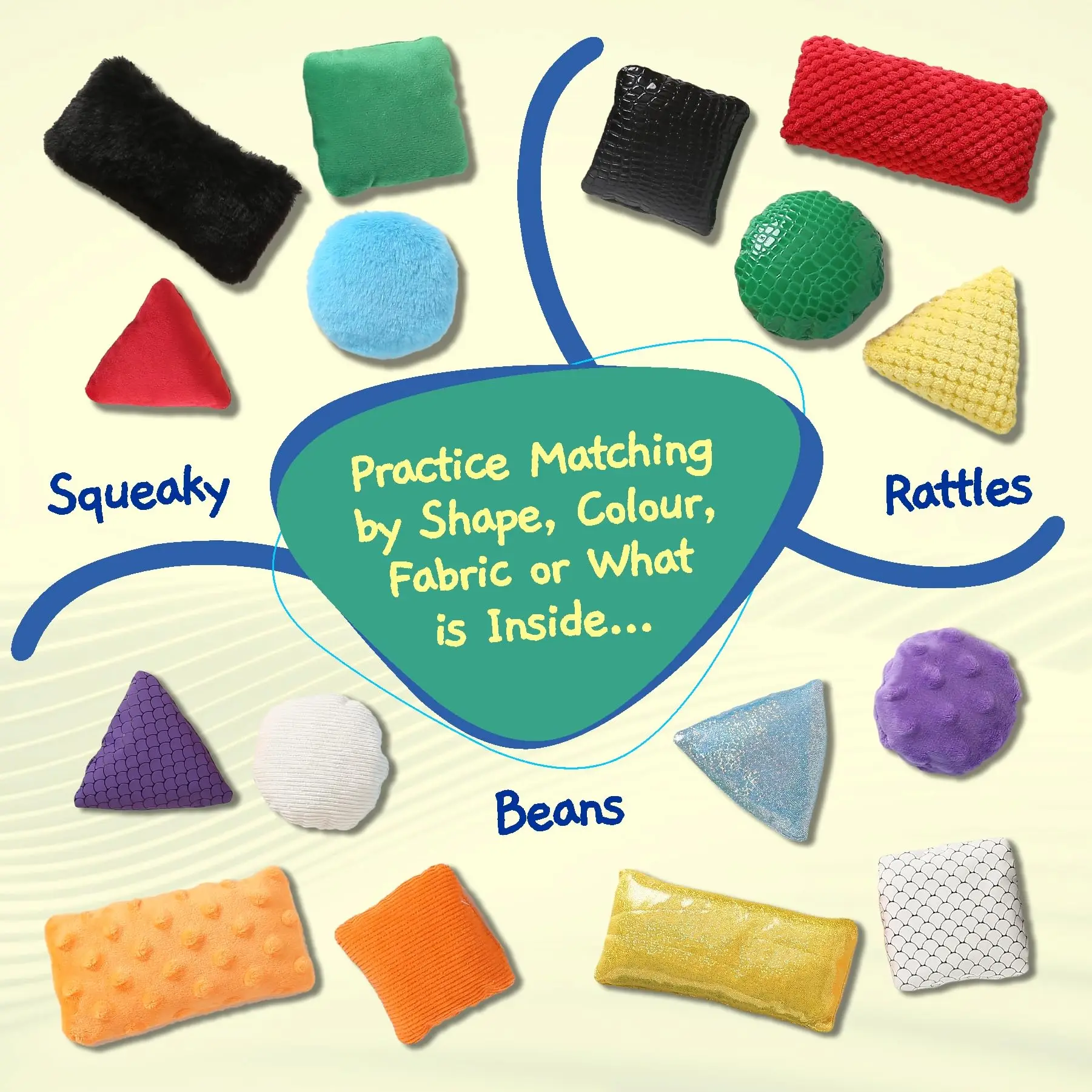 Autism and ADHD Baby Toys Learning & Education Fidget Sensory Toys Texture and Colour Sorting Sensory Bean Bags