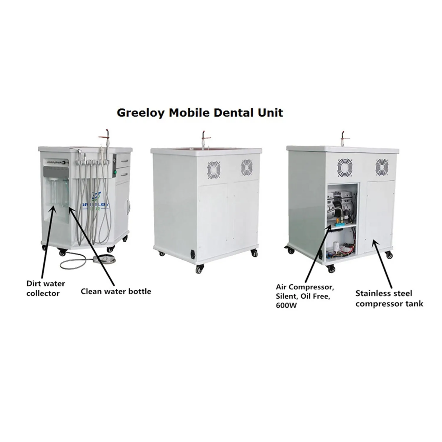 Multi Functional Integral Portable Dental Unit with 6 PCS Accessories Built-in Air Compressor