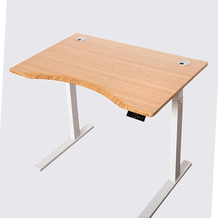 Sit and stand desk Office Table High quality modern natural solid bamboo desk tops Electric frame legs bamboo top