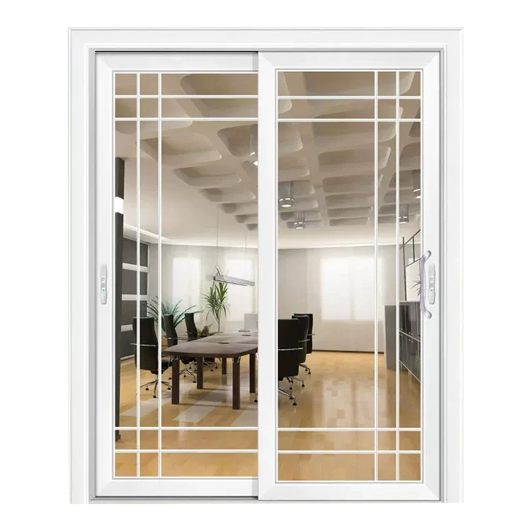 Sliding Door Design Aluminum Alloy Double Tempered Glass Wholesale Price Modern PVC Graphic Design Interior Doors Wood and Glass