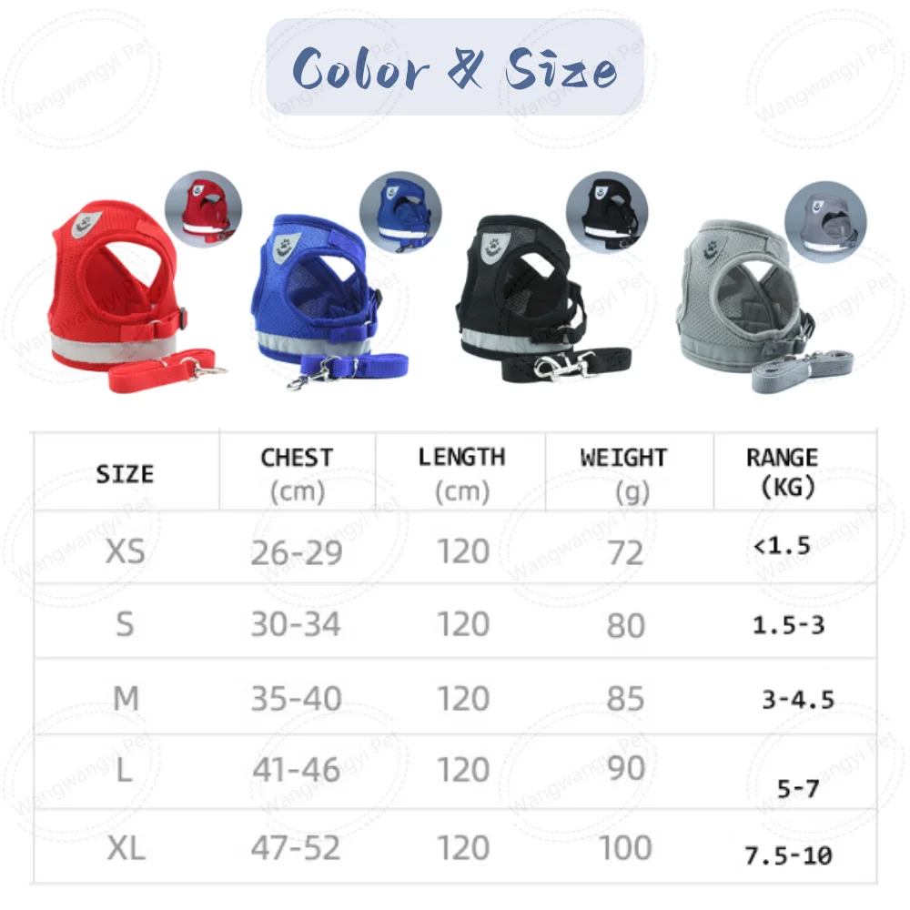 Reflective No Pull Dog Harness Leash Set Soft Mesh Pet Harness for Cat Puppy Walking