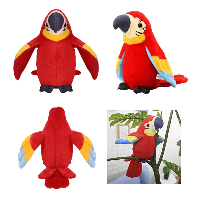 Repeat Talking Swinging Stuffed Animal Parrot Baby Toy Speaking Electronic Simulation Plush Parrot Toys