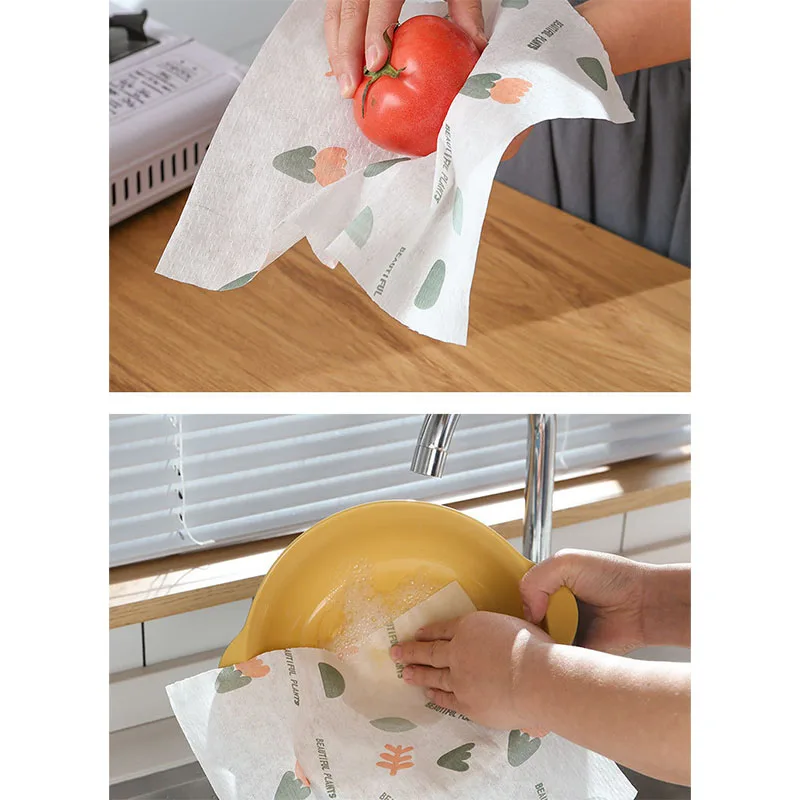 Reusable kitchen rags lazy rags washable kitchen paper thickened wet and dry printed Dish cloth Towels Kitchen Cleaning Supplies