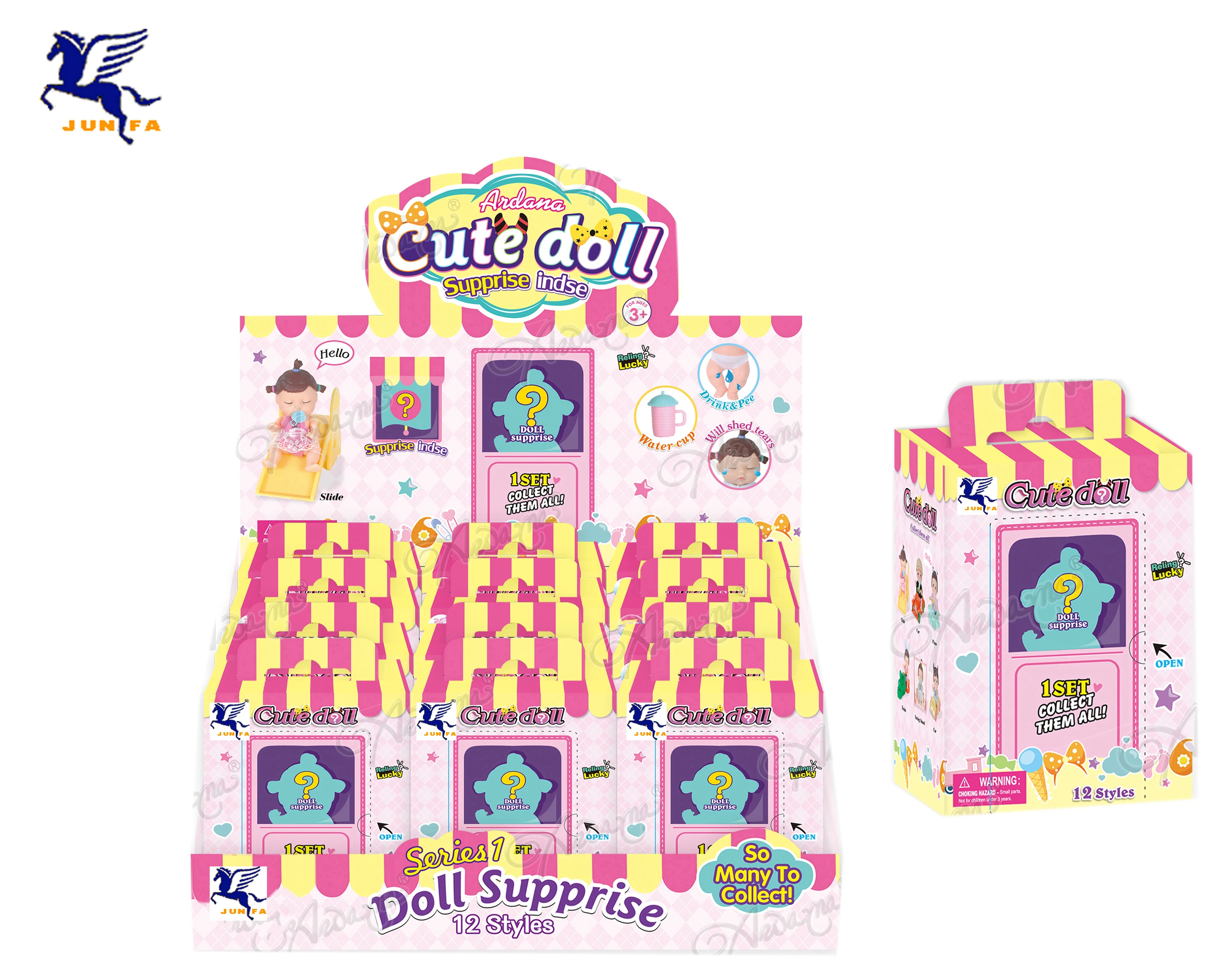 Surprise toy 3 inch cute doll can drink water and pee surprise inside collect doll toys blind box