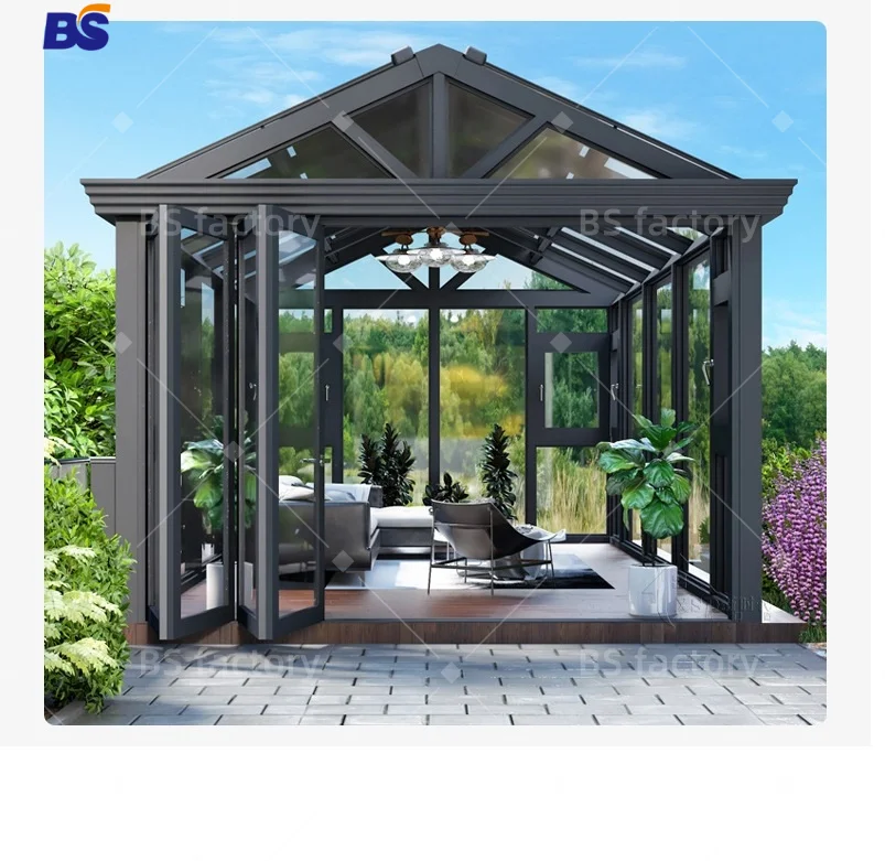 Outdoor aluminum green house easy assembly sunroom Glass Green House