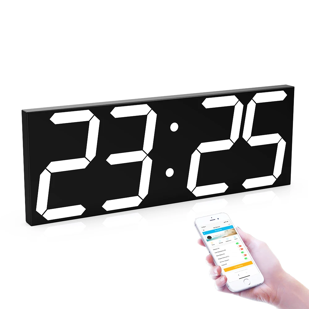 Acrylic Mirror Digital Alarm Clock oice Control Table Night Electronic Smart LED Clock