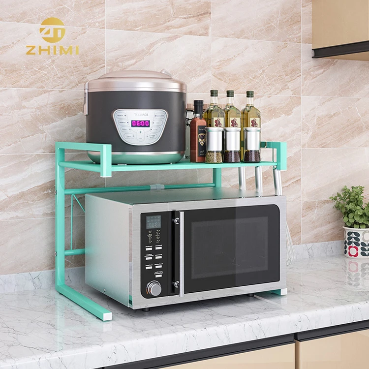 Kitchen Microwave Oven Stand Shelves Pink Extendable Metal Iron Storage Rack Shelf