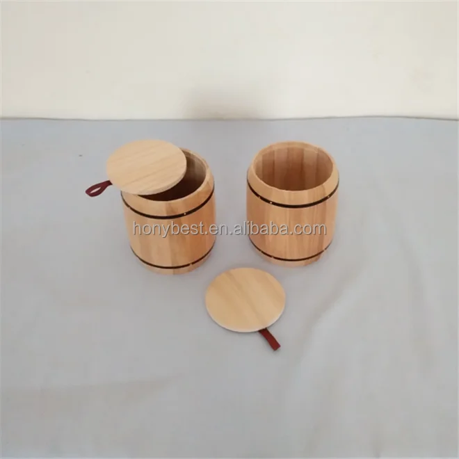 Mini Wood Barrel Shaped Box with Lid Wooden Coffee Bean Barrels Bulk Custom Empty Wood Keg for Coffee Candy Packaging Container