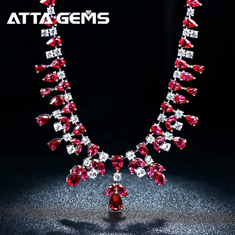 Lab Created Ruby Corundum Pendant For Women Real 925 Sterling Silver Sapphire Necklace Ruby Pendant Jewelry Engagement Gifts
