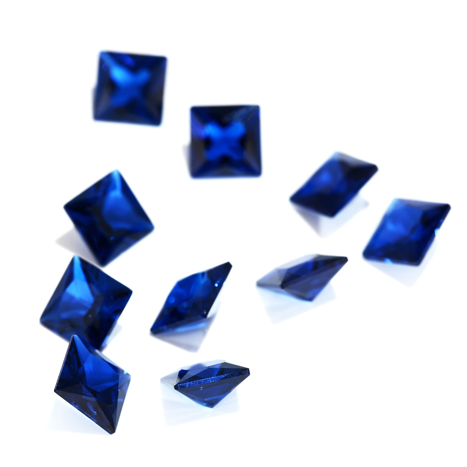 Megan wholesale Synthetic Brilliant Cut 8# princess cut fancy deep blue lab grown jewelry  making 1.6Mm Corundum Loose Stones