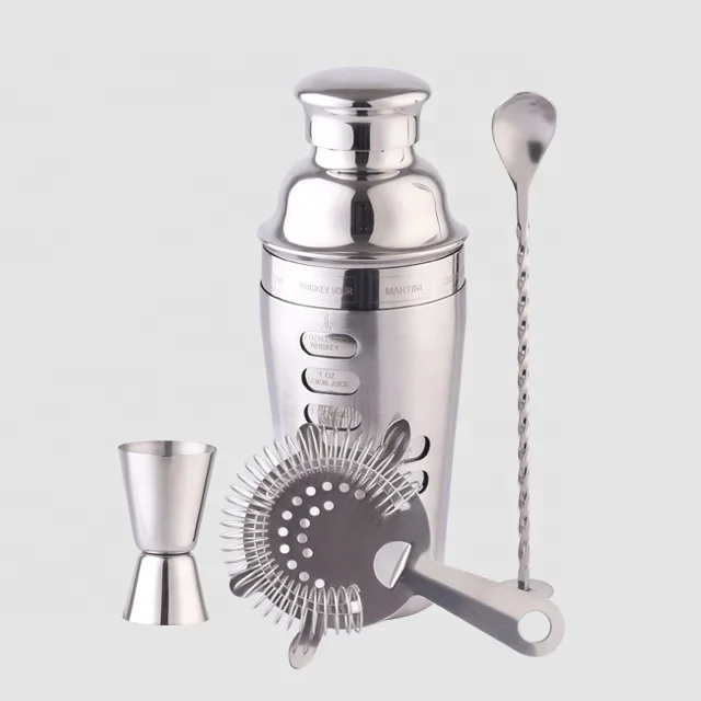  Factory Direct 25oz custom deluxe double wall stainless steel coctelera recipe martini bar tools set wine cocktail