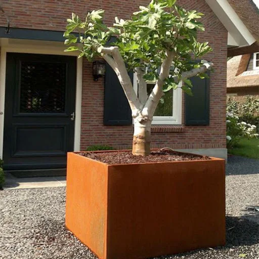 Corten steel flowerpot large metal planters for outdoor