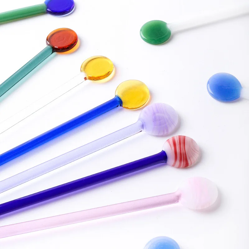 party kids crystal stirring stick Shaped Miniature Hand Blown Art Single Glass Spoon for Milk