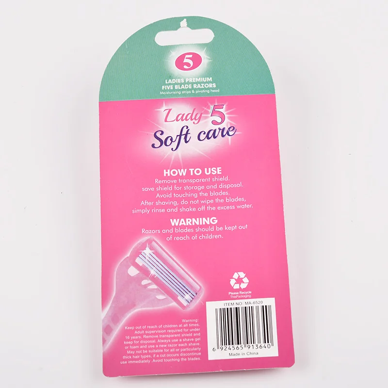 High quality 2Pcs Per Pack Max 5 blade wholesale razor blades high quality stainless steel razor disposable for lady