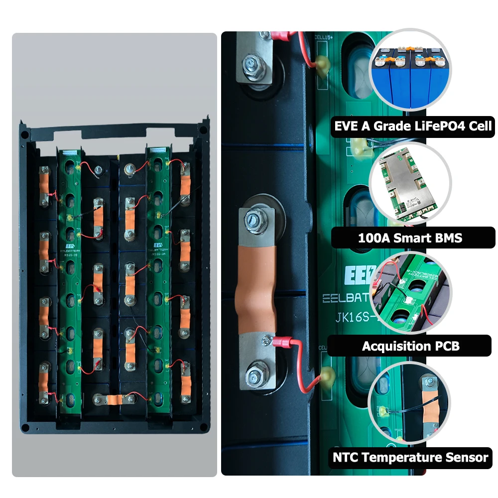 48V 280Ah 16S Server Rack Lifepo4 DIY Kit Battery Box For Home Energy Storage Systems Lifepo4 Akku Diy Case