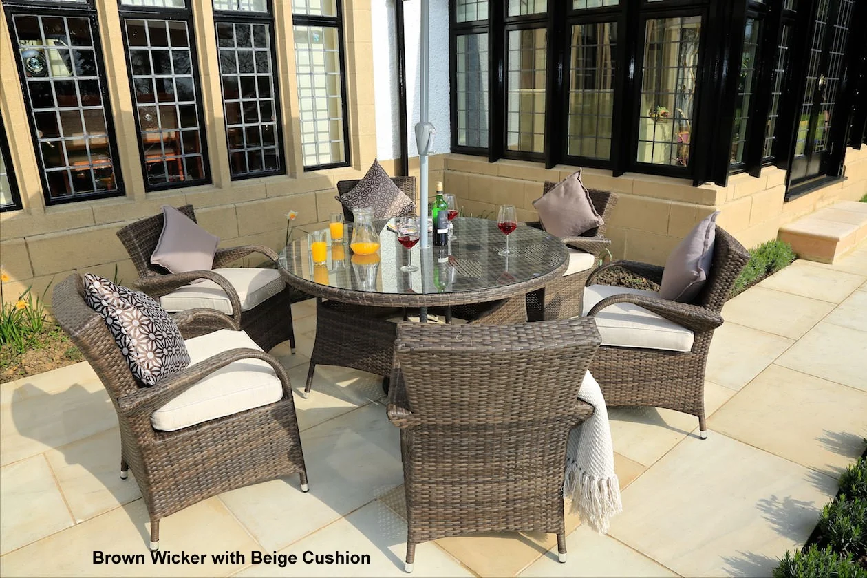 7PC Hot Sale All Weather Outdoor Furniture Patio Wicker and Garden 6 Seats Rattan Dinning