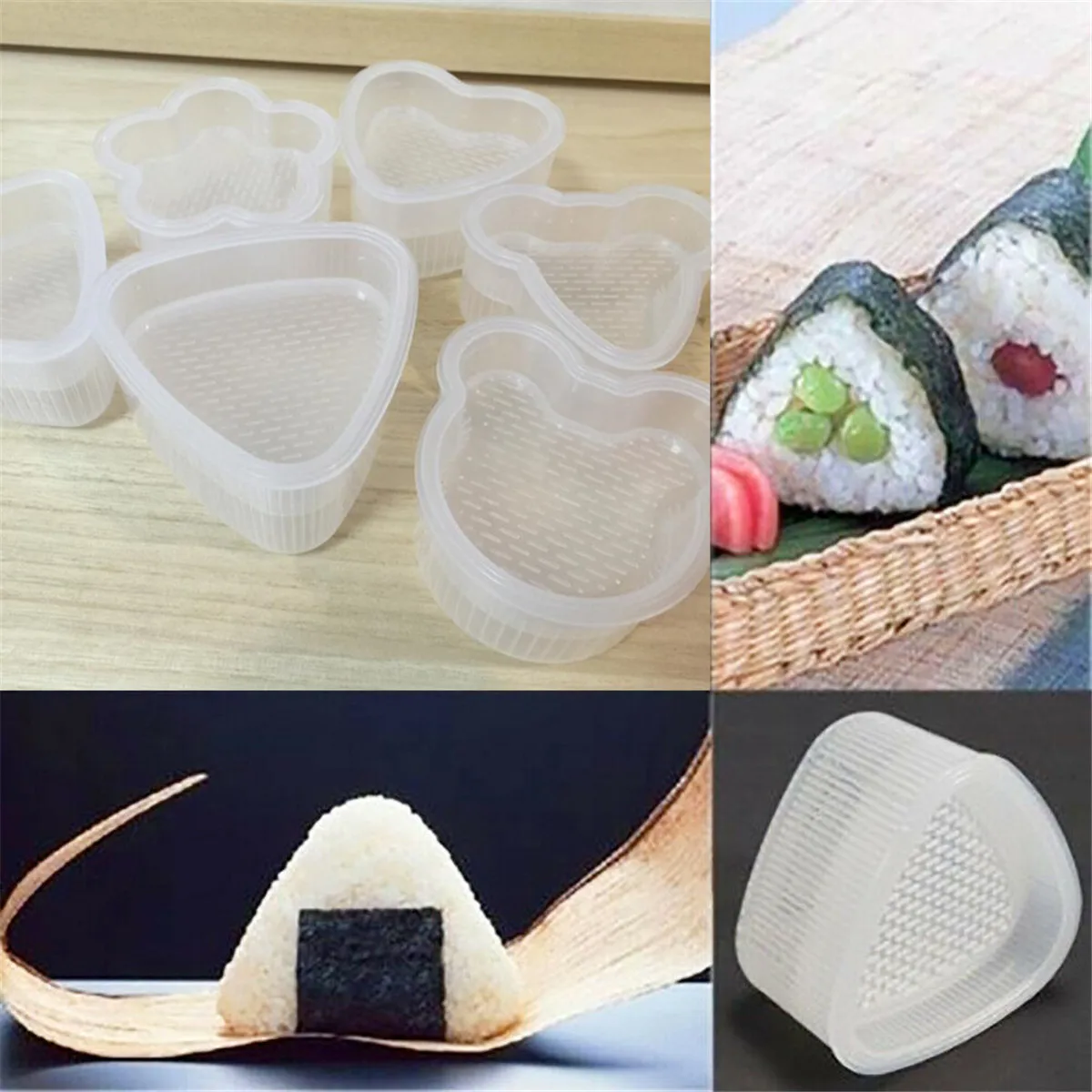 Meat Floss Onigiri Rice Ball Bento Press Flower Petal Bear Heart Triangle Form Sushi Mould Maker Container DIY Tool