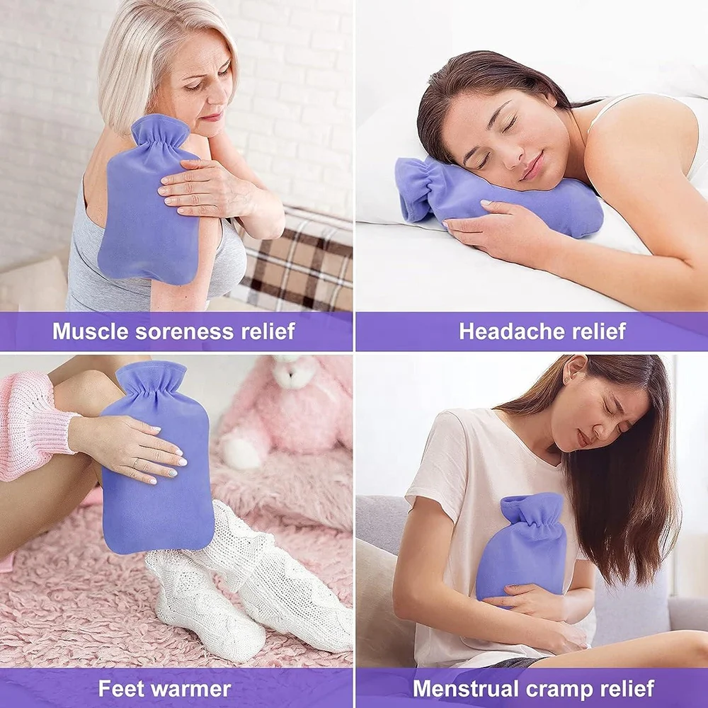 water injection warm supplies transparent 2l pvc hot water bottle bag muti color and flecce cover for winter warming