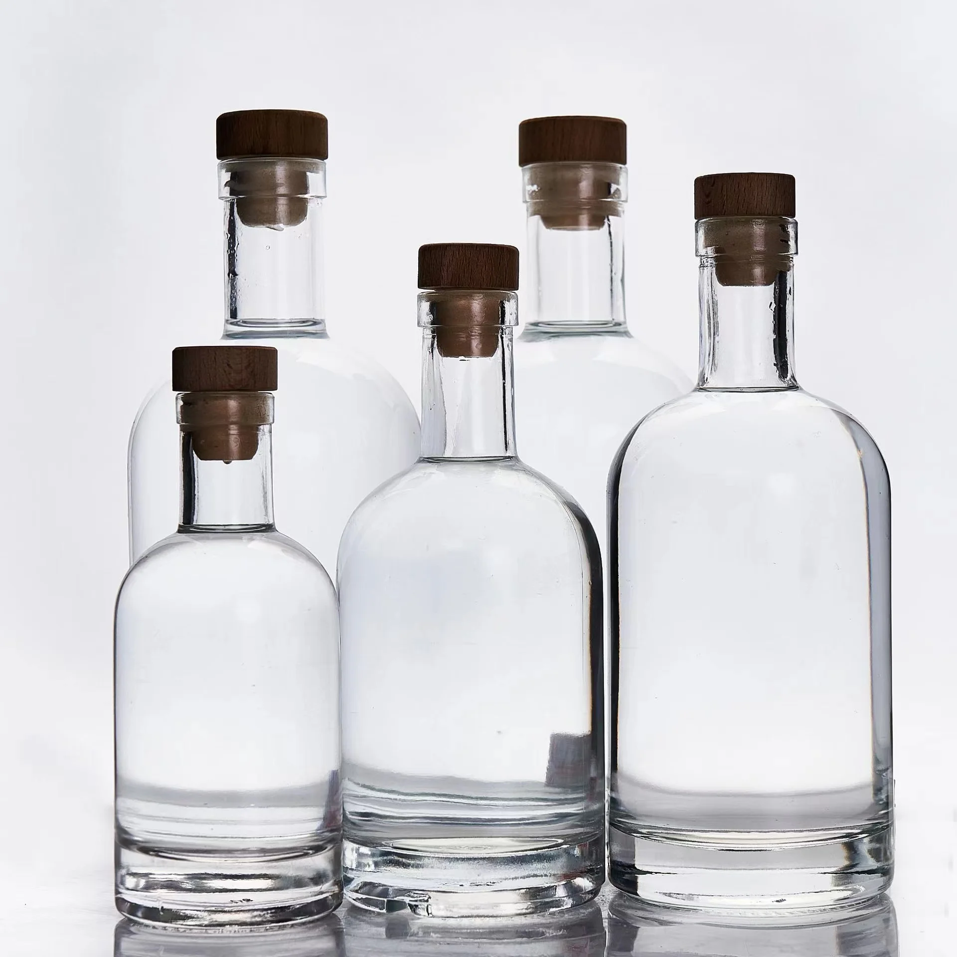 empty flint glass liquor wine Whisky Vodka tequila bottle with sealed cork lid 500ml/750ml/1000ml