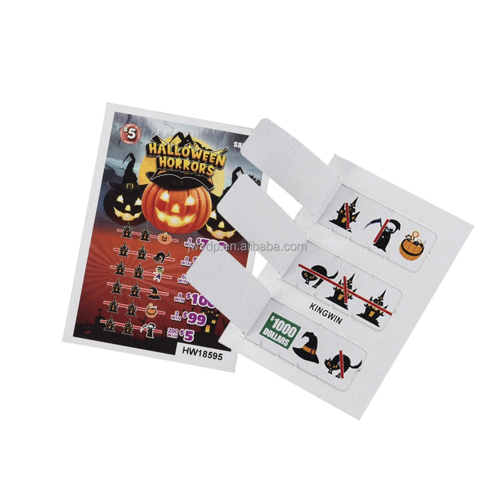 Manufacture Custom Print Pull Tabs Lottery Tickets Printing One Window Tear Off Open Halloween theme Tickets