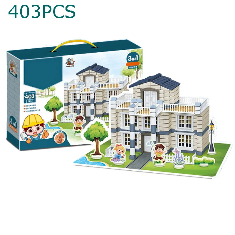 Wholesale 403pcs Building House Villa Model Clay Brick Block Building House Theme Building Blocks Educational Toy Set Gifts