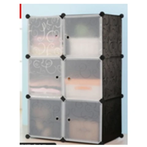 Wardrobe Clothes Quilt PP Material DIY Wardrobe Cabinet 6001 6 Doors Sell Portable Cheap Student Bedroom Furniture Modern Carton