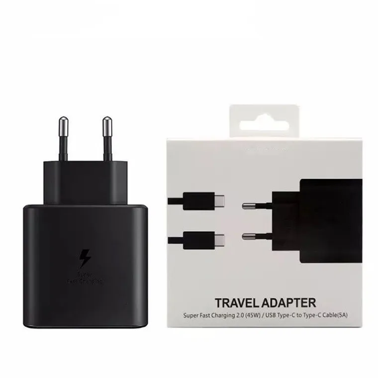 Original PD 45W Fast Charging Cable USB Type C Quick Charger Travel Power Adapter For Samsung S22 S21 S20 45W Super Fast Charger