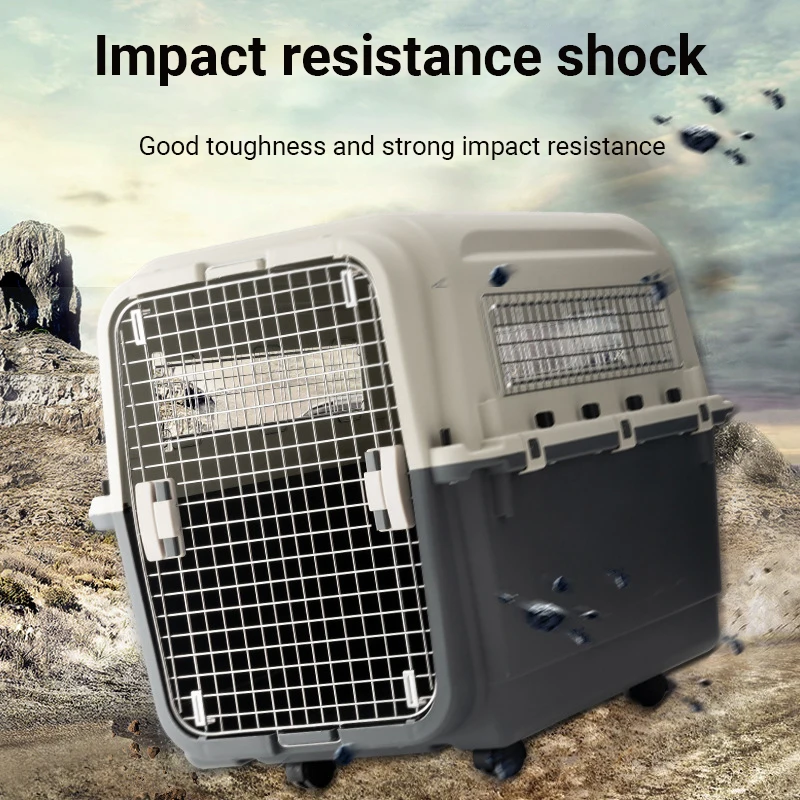 Pet Plastic Transport Cat Crate Pet Cage with Urine Pad Double Bowl Cat Air Box