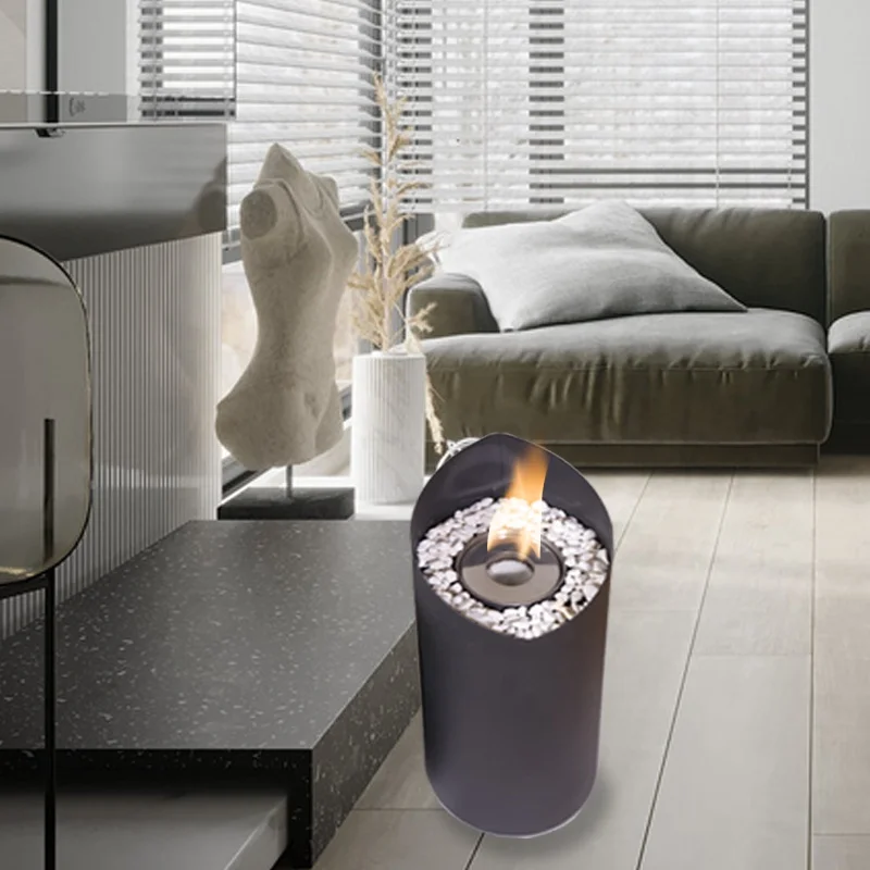 indoor outdoor garden home decoration round iron stainless steel fiber cotton glass rubbing alcohol tabletop ethanol fireplaces