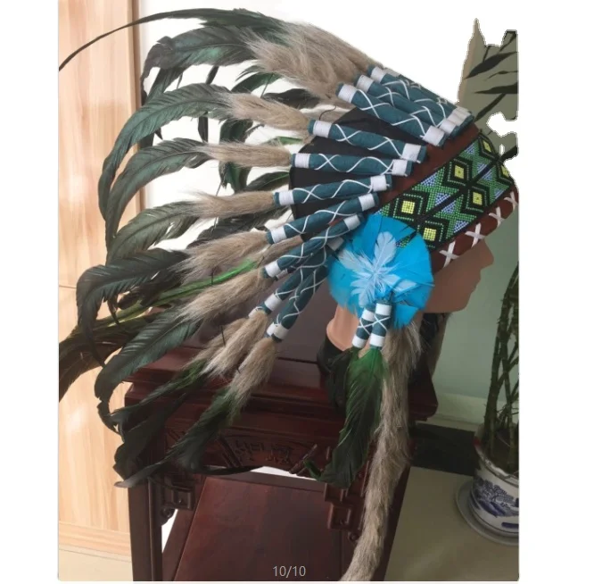 Hot Sale party favors Green  Indian Feather Headdress