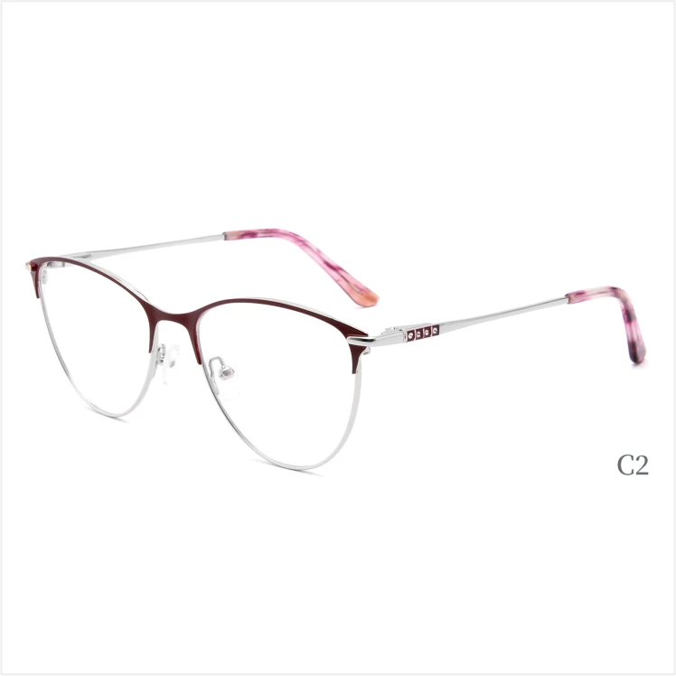 Металлические модные оправы для очков «кошачий глаз» женщин оптическая оправа демо-линзы в наличии из нержавеющей стали на заказ