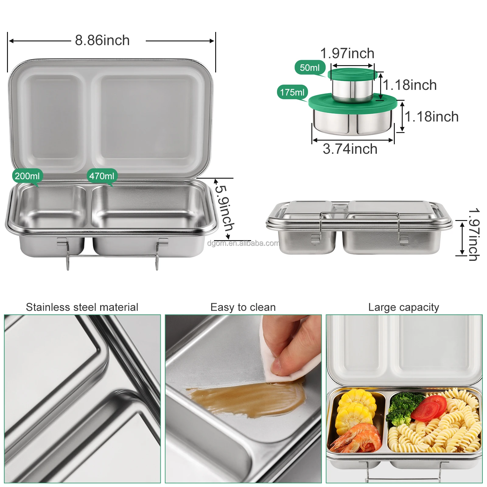 Ланч-бокс Aohea из нержавеющей стали SUS 304 контейнер для еды Bento Box