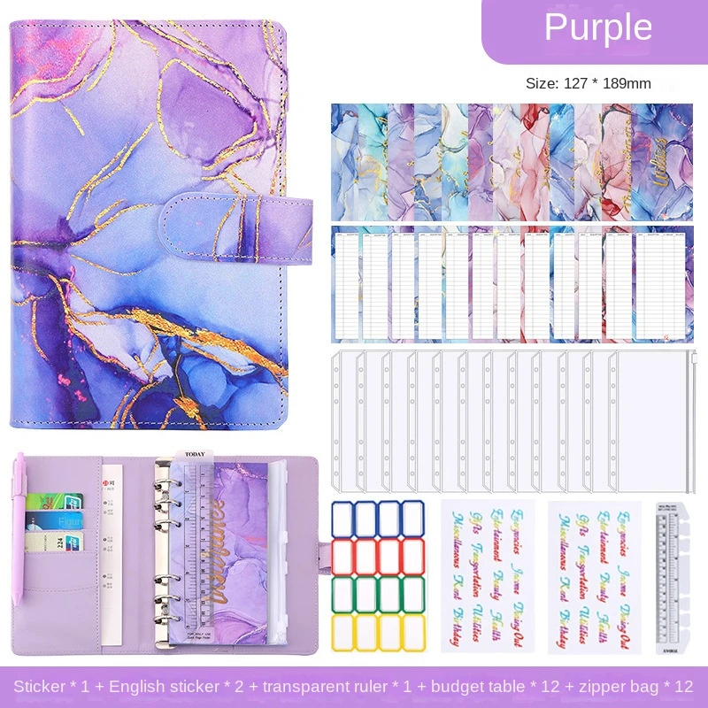 Budget Binder A6 Budget Binder with Zipper Envelopes Premium PU Leather Money Organizer for Cash Stuffing Budget Planner