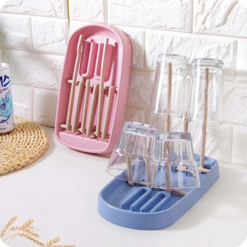 Hot Selling Wheat Straw Antibiotic Drainer Dryer Shelf Holder Stand Drain Baby Bottles Rack
