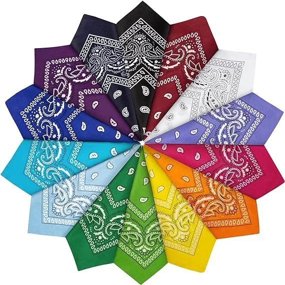 wholesale custom Classic Design Multicolor Bandana Satin Square Women Bandana Custom cotton Printed Designer Bandana