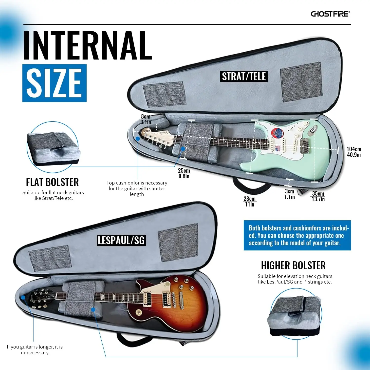 Ghost Fire Acoustic Western Guitar Bag Folk Guitar Bag 41 inch Padded Waterproof Double Straps Guitar Gig Bag for ST/TL