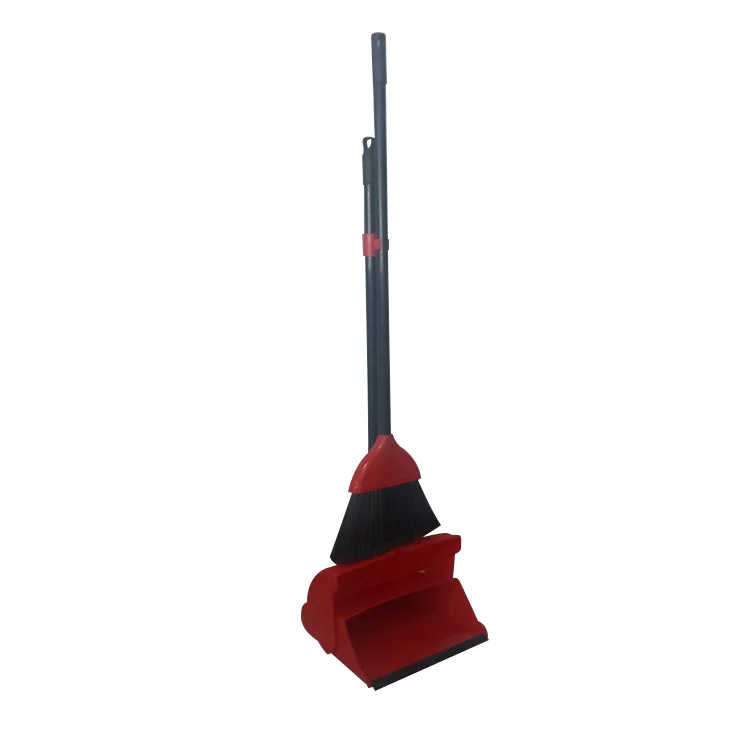 Wholesale Steel Long Handle Dust Pan Broom Set with PET Fiber Broom Head Home Use Plastic Broom Dustpan Household Cleaning