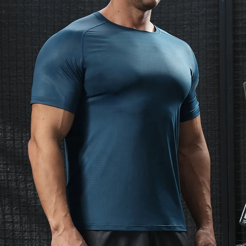 Own Brand Customized Logo Tshirt Fpr Mens Summer Sportswear Moisture Breathable Mesh Tee