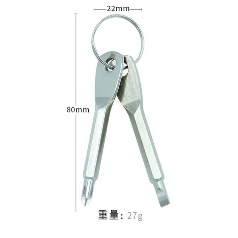 Mini Screwdriver Pocket Repair Hand Tool Multi Gadget Portable EDC Keyring Hike Outdoor Slotted With Key Ring